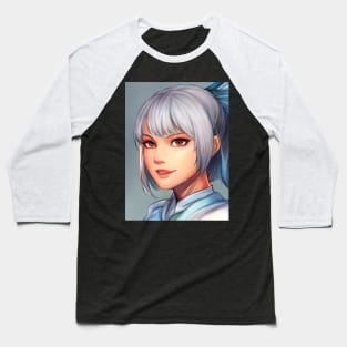 Grey Hair Anime Girl Baseball T-Shirt